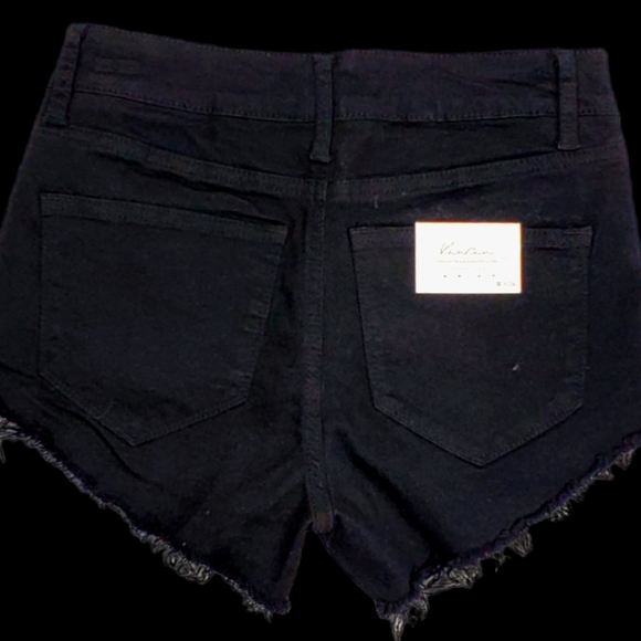 KanCan Black Freyed High Waisted denim short multiple sizes. Snug fitting - Picture 3 of 12
